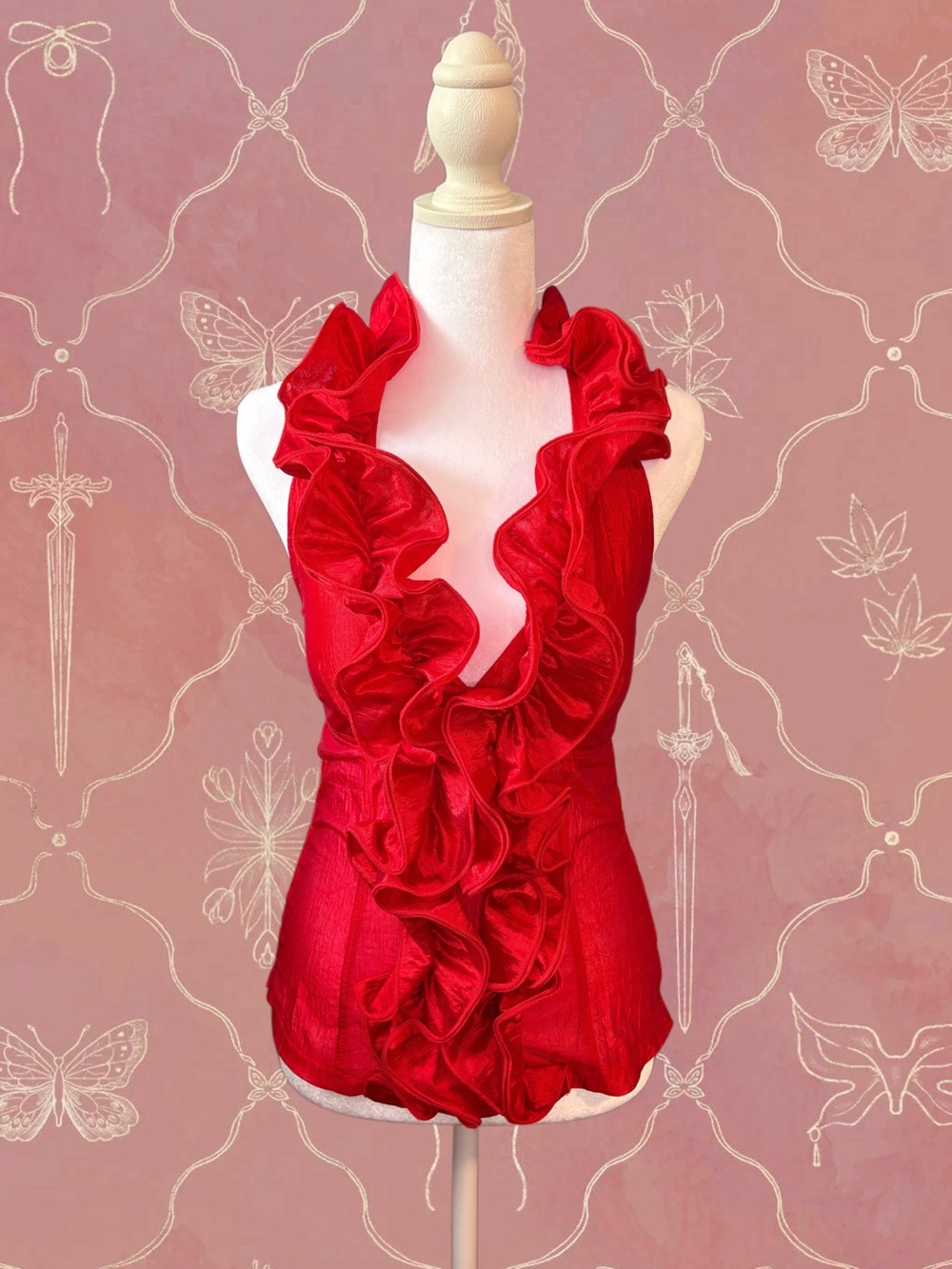 Y2K Ruffle Halter Top